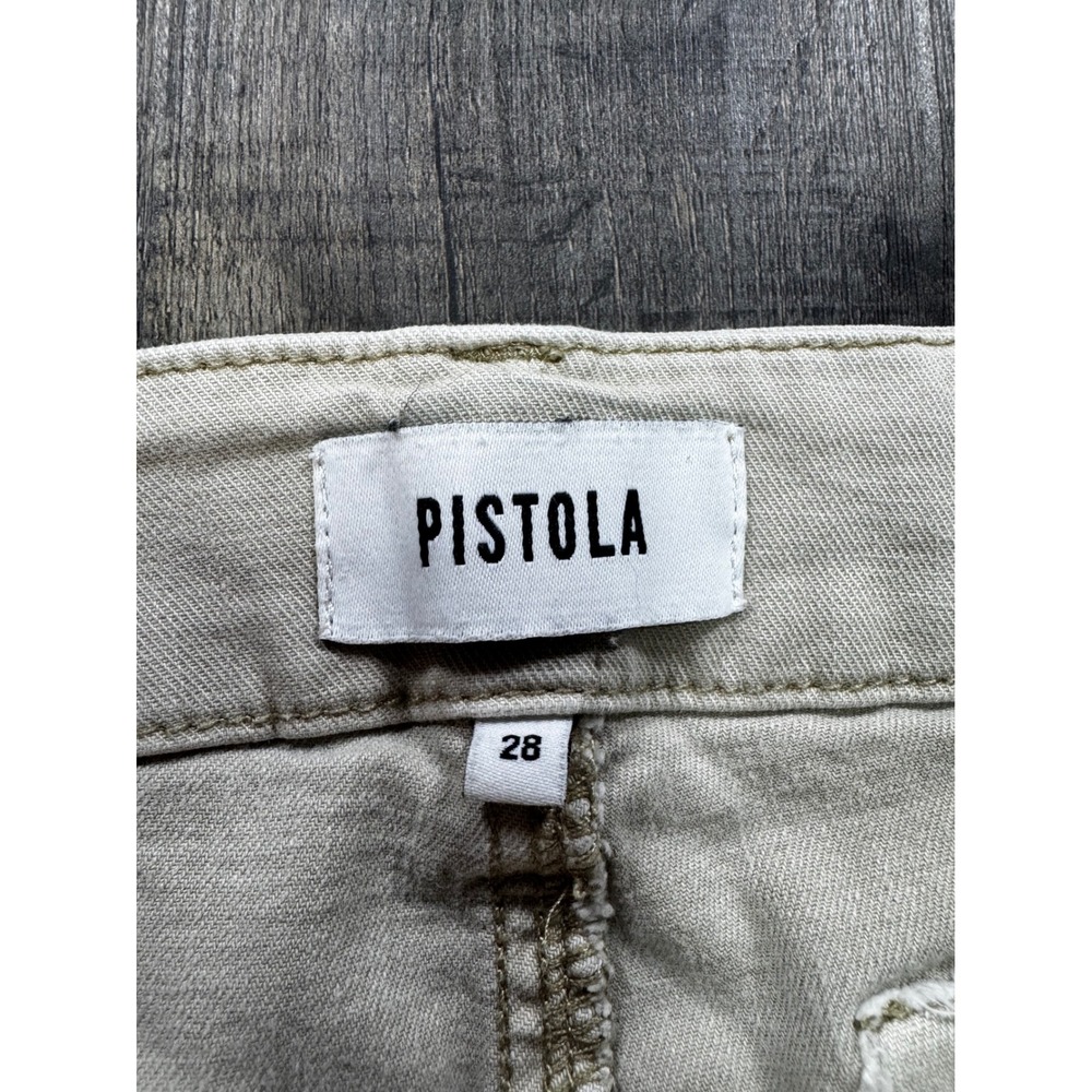 Pistola Womens High Rise Utility Straight Leg Pants Beige Tan Side Stripe Sz 28 - Picture 2 of 7